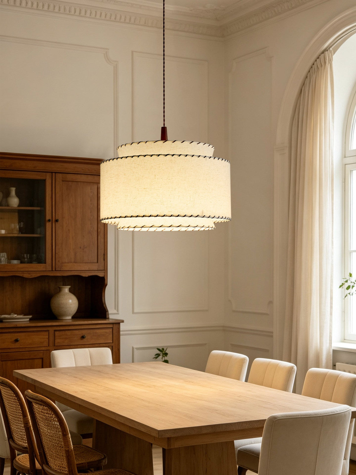 Sable Stitched Fabric Pendant Lamp