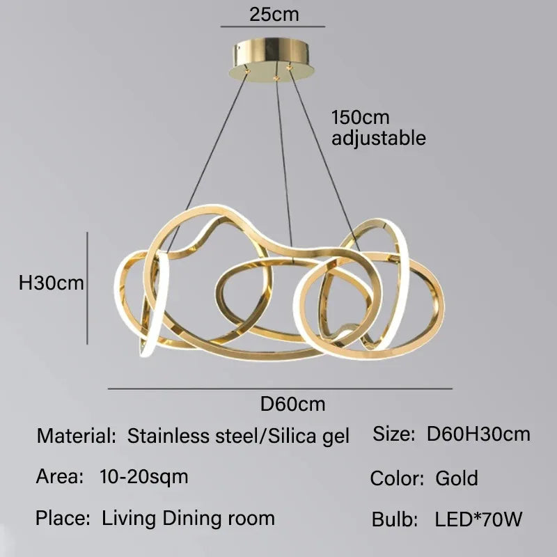 Modern Rings Pendant Lights Black&Golden for Living Dining Room Bedroom Ceiling Chandelier Lamps Indoor Hanging Lighting Fixture