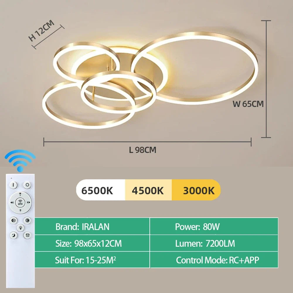 Modern Ceiling Chandelier Dimmable Ceiling Lamp LED Lights Indoor Lighting Fixtures for Home Living Study Room Bedroom Luminaire