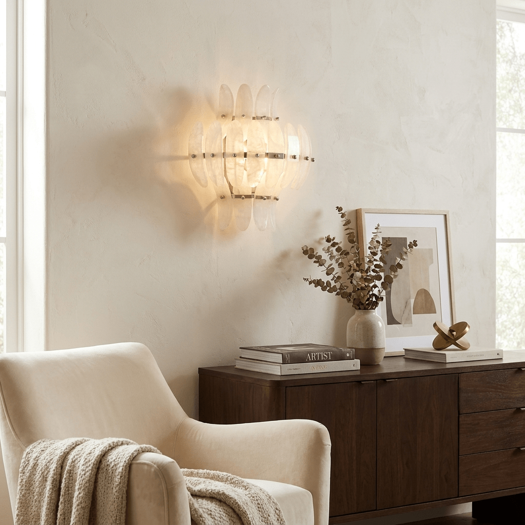 Solenne Alabaster Petal Wall Sconce