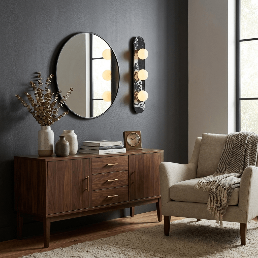 Solenne Stone Triple Globe Wall Sconce