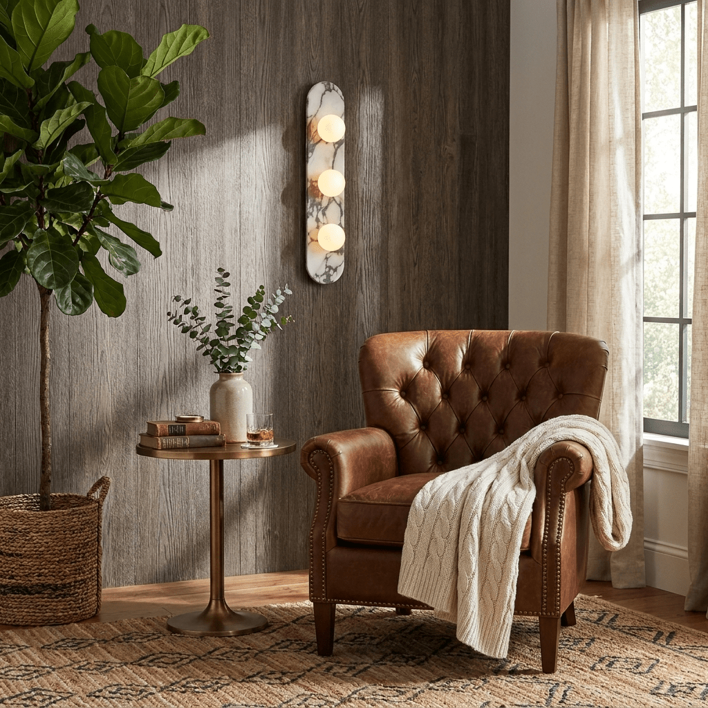 Solenne Stone Triple Globe Wall Sconce