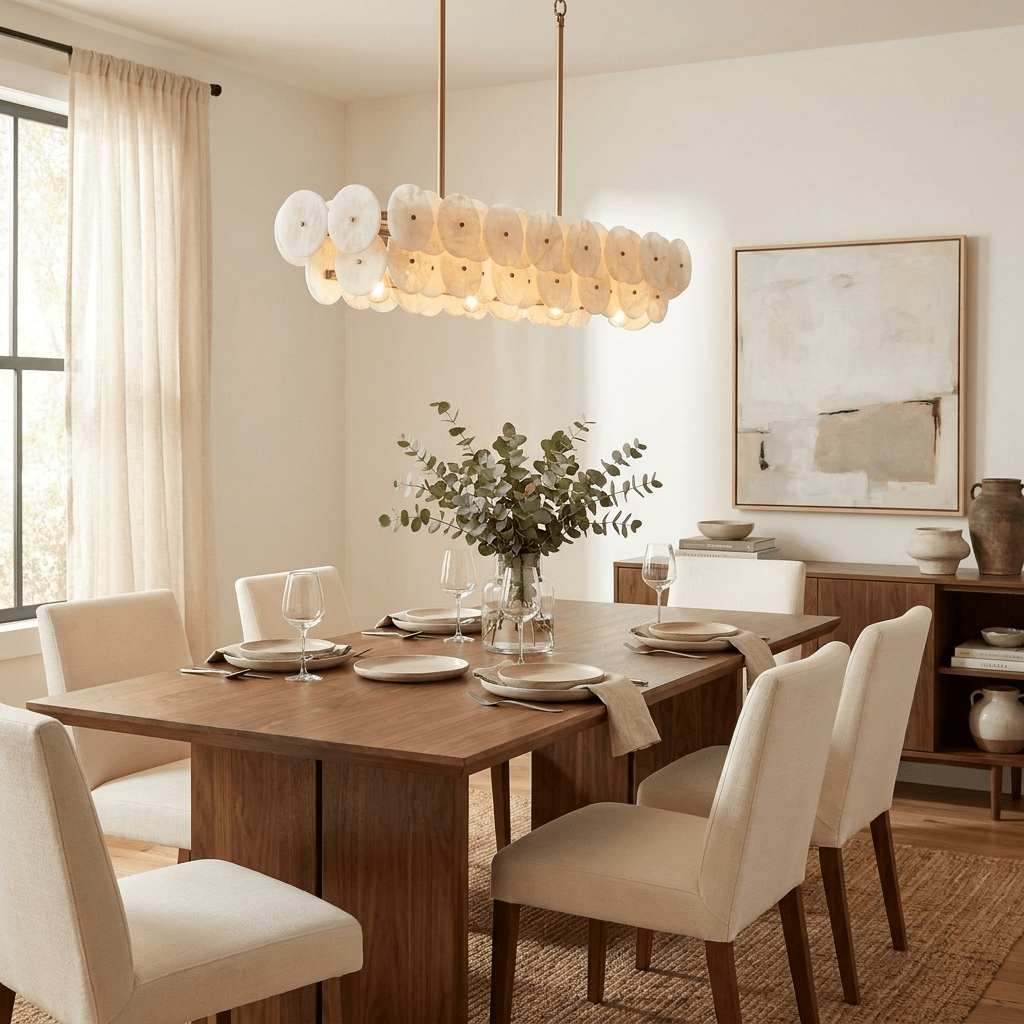 Sorrel Linear Alabaster Disc Chandelier