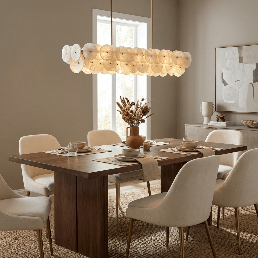 Sorrel Linear Alabaster Disc Chandelier