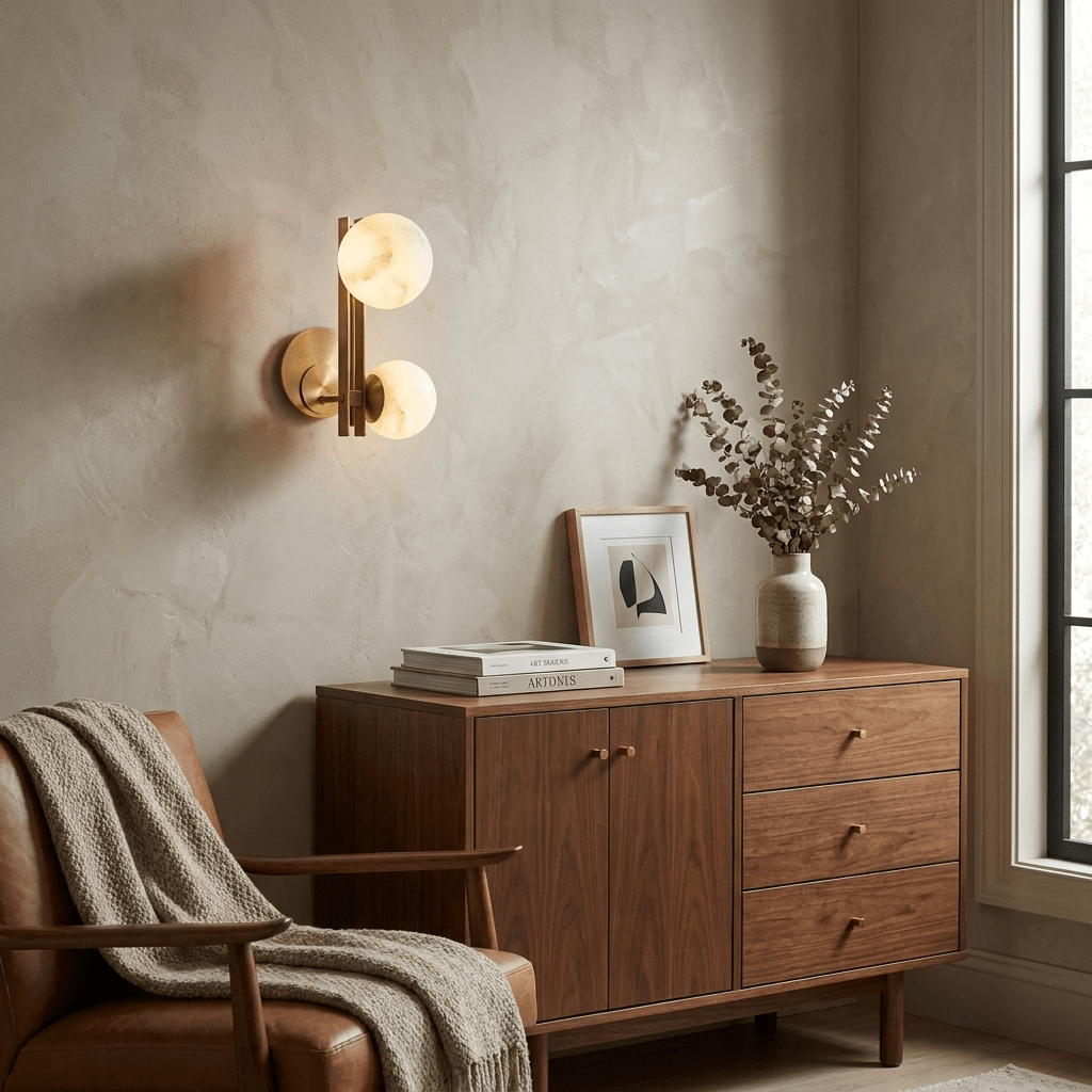 Spanish Alabaster Double Globe Wall Sconce
