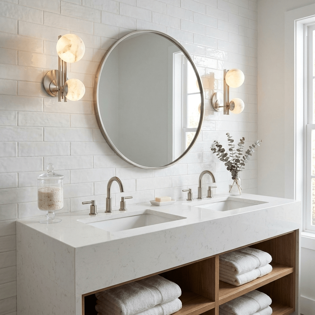Spanish Alabaster Double Globe Wall Sconce