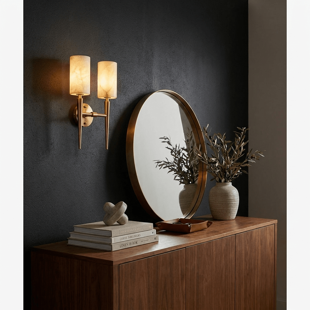 Spire Alabaster Twin Sconce