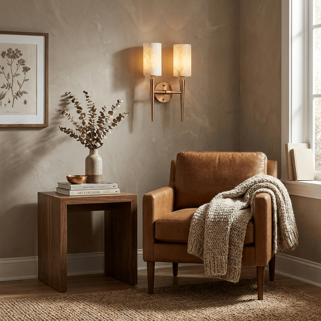 Spire Alabaster Twin Sconce