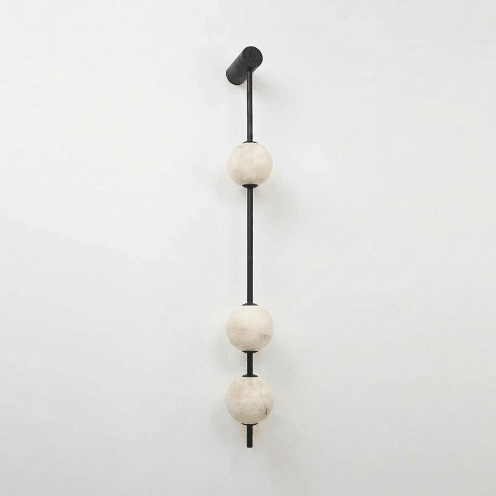 Vertical Alabaster Orb Wall Sconce