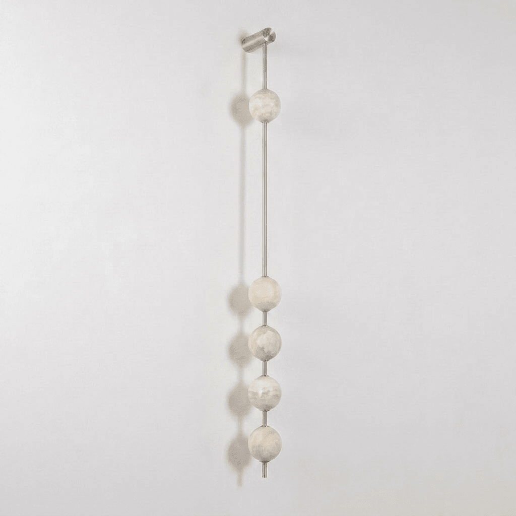 Vertical Alabaster Orb Wall Sconce