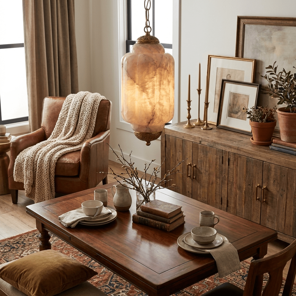 Windsor Alabaster Lantern Pendant Lamp