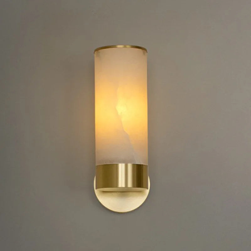 Luxury Alabaster Marble Wall Lamp Modern Soild Copper Spanish Marble Wall Sconce for Living Room Bedroom Bedside Home Decor