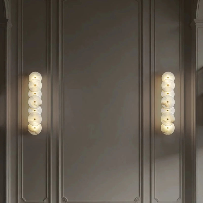 Retro Alabaster Wall Lamp Living Room Background Wall Light Hallway Bedroom Bedside French Natural Marble Wall Sconces