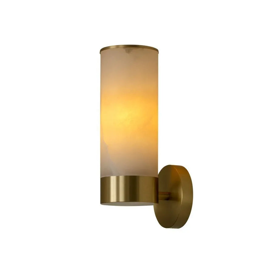 Luxury Alabaster Marble Wall Lamp Modern Soild Copper Spanish Marble Wall Sconce for Living Room Bedroom Bedside Home Decor