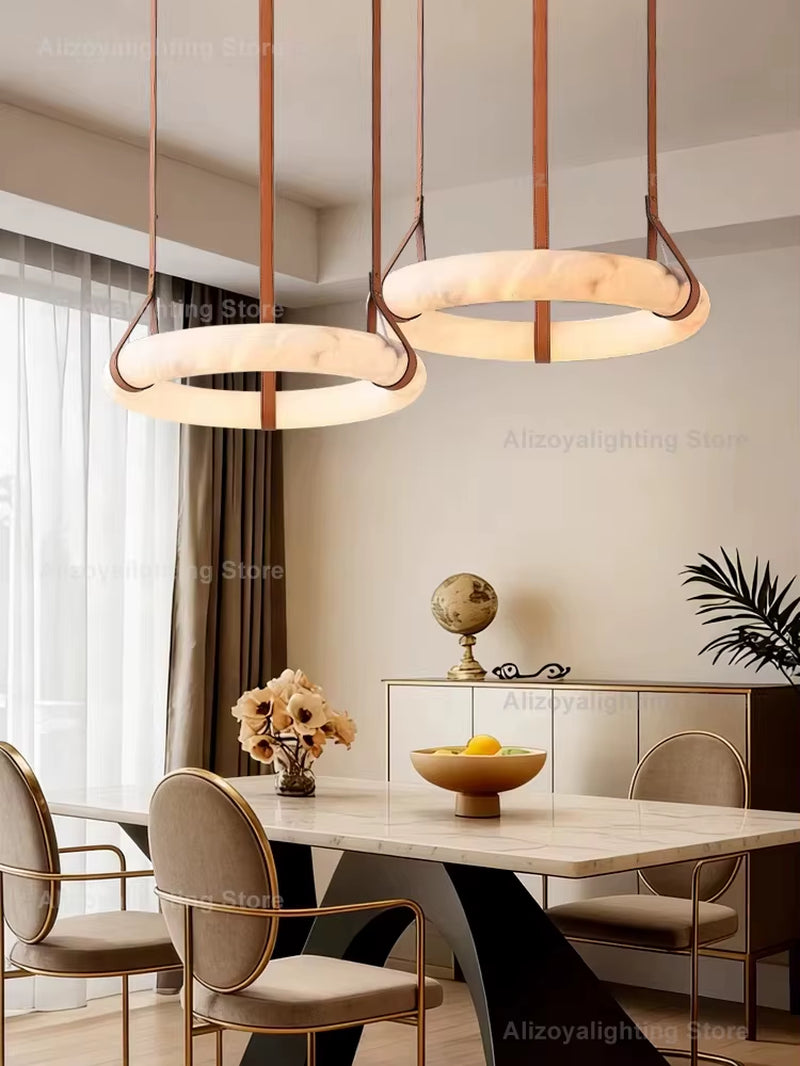 Zoya Contemporary ZY0325 Alabaster Pendant Light Elegant Alabaster Home Application LED Dimmable for Living Room Dining Room