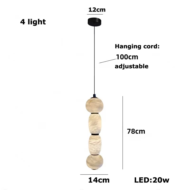 Modern Alabaster Linear Chandelier Brass Nature Marble LED Hanging Lamp for Restaurant Table Living Room Kitchen Island Art Deco
