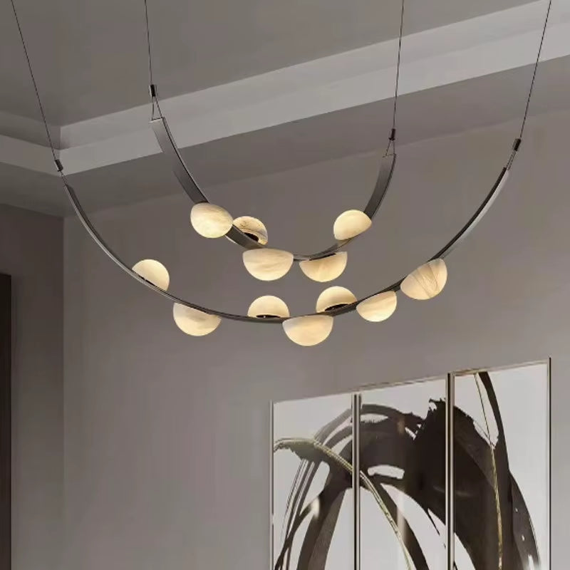 Modern Faux Alabaster Pendant Light Designer Multi Shape Chandelier for Villa Living Room Dining Room Showroom Home Decor