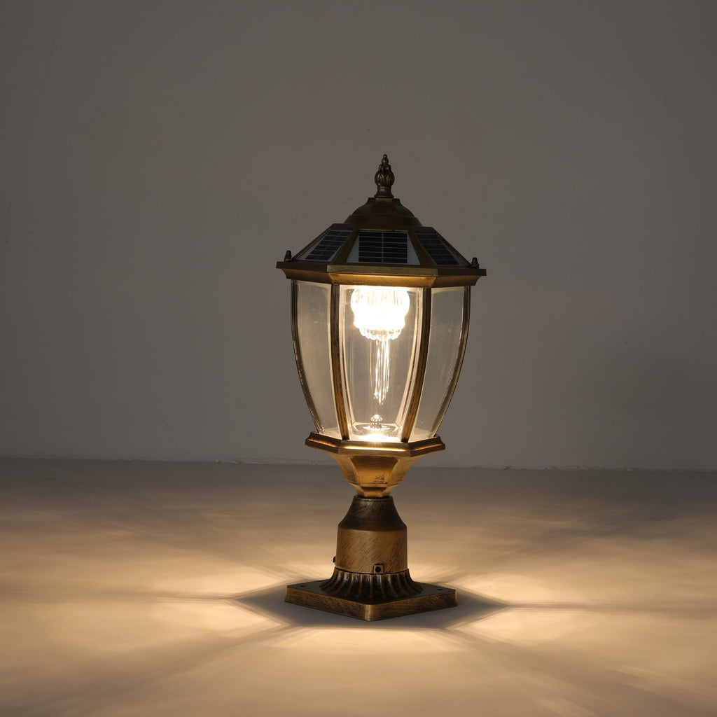 Solar Post Cap Light, Antique Gold