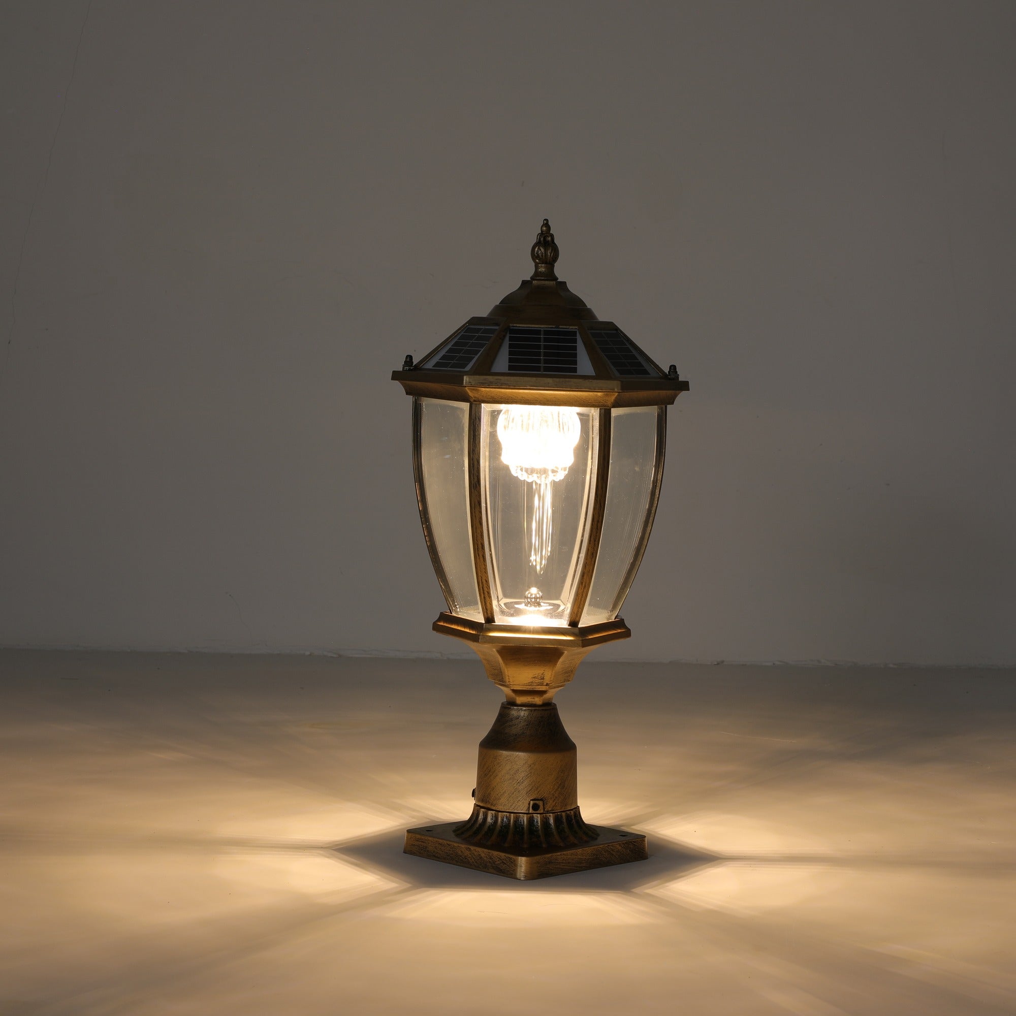 Solar Post Cap Light, Antique Gold