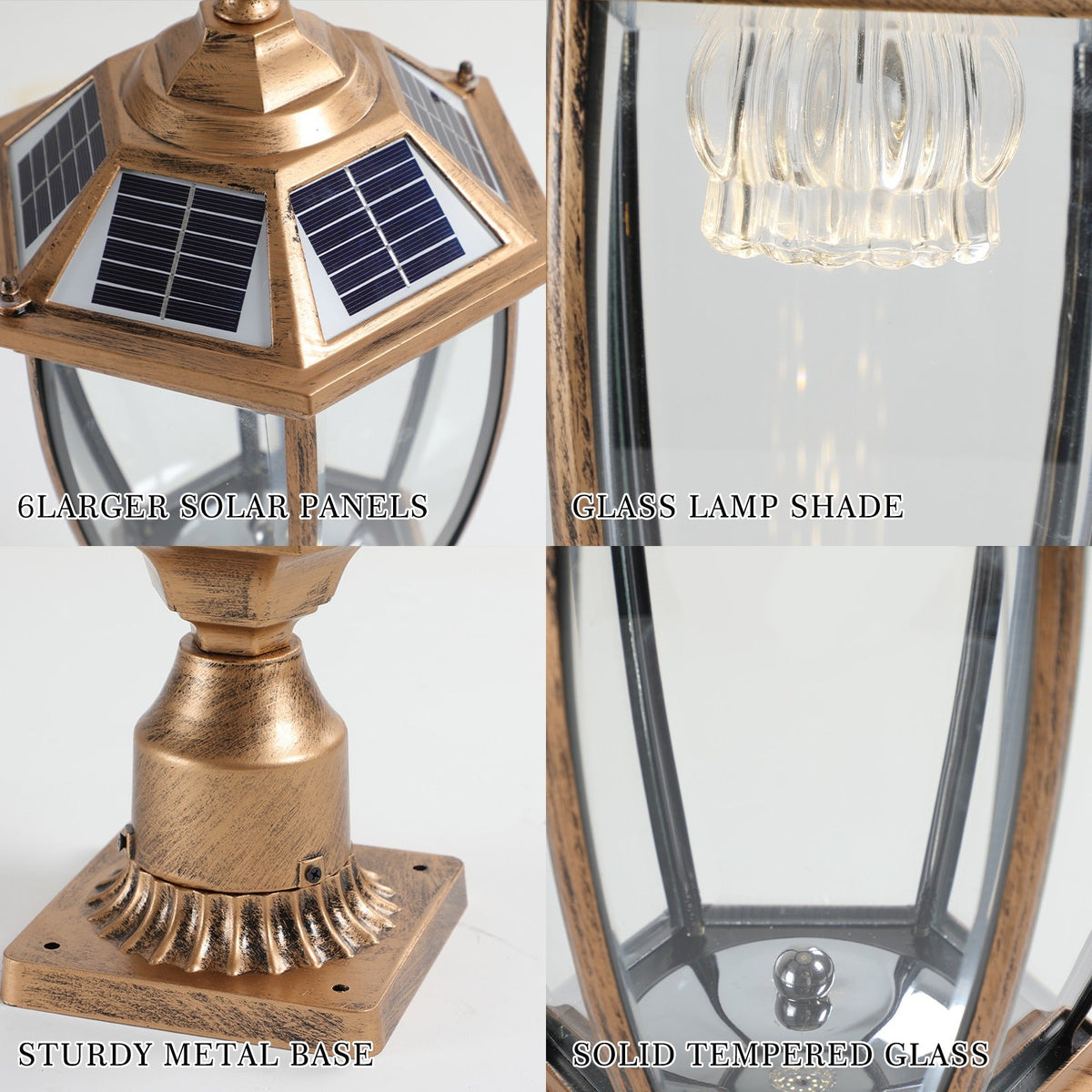 Solar Post Cap Light, Antique Gold