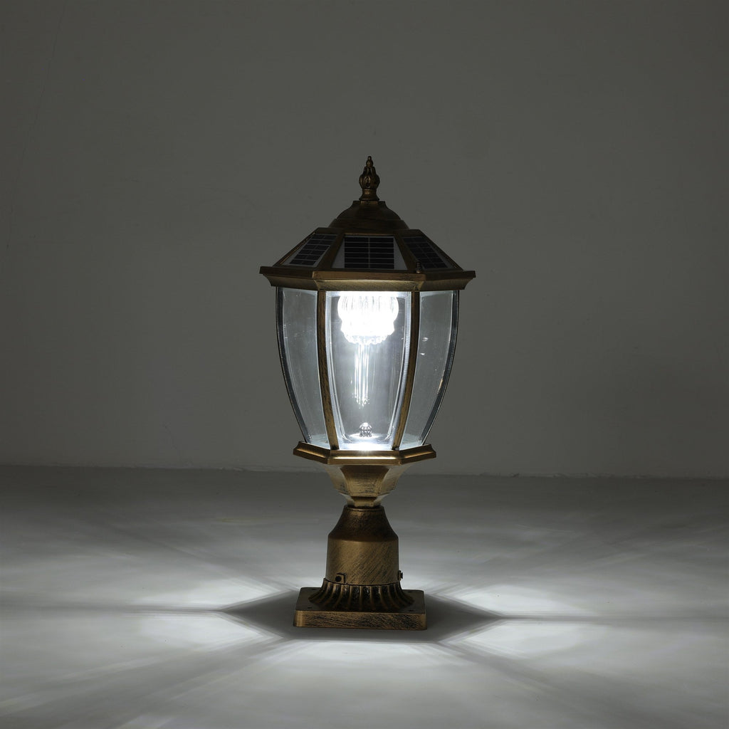 Solar Post Cap Light, Antique Gold