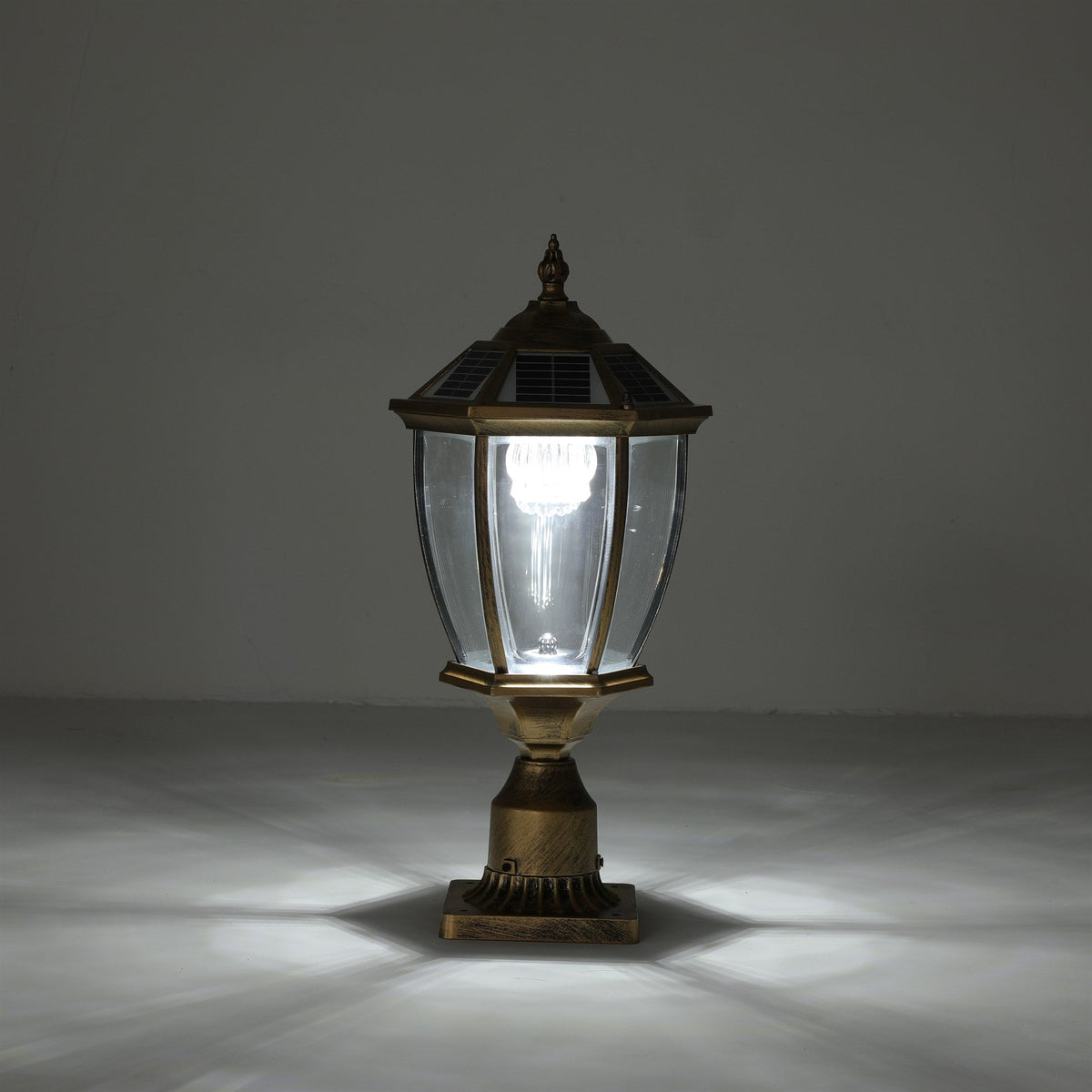 Solar Post Cap Light, Antique Gold