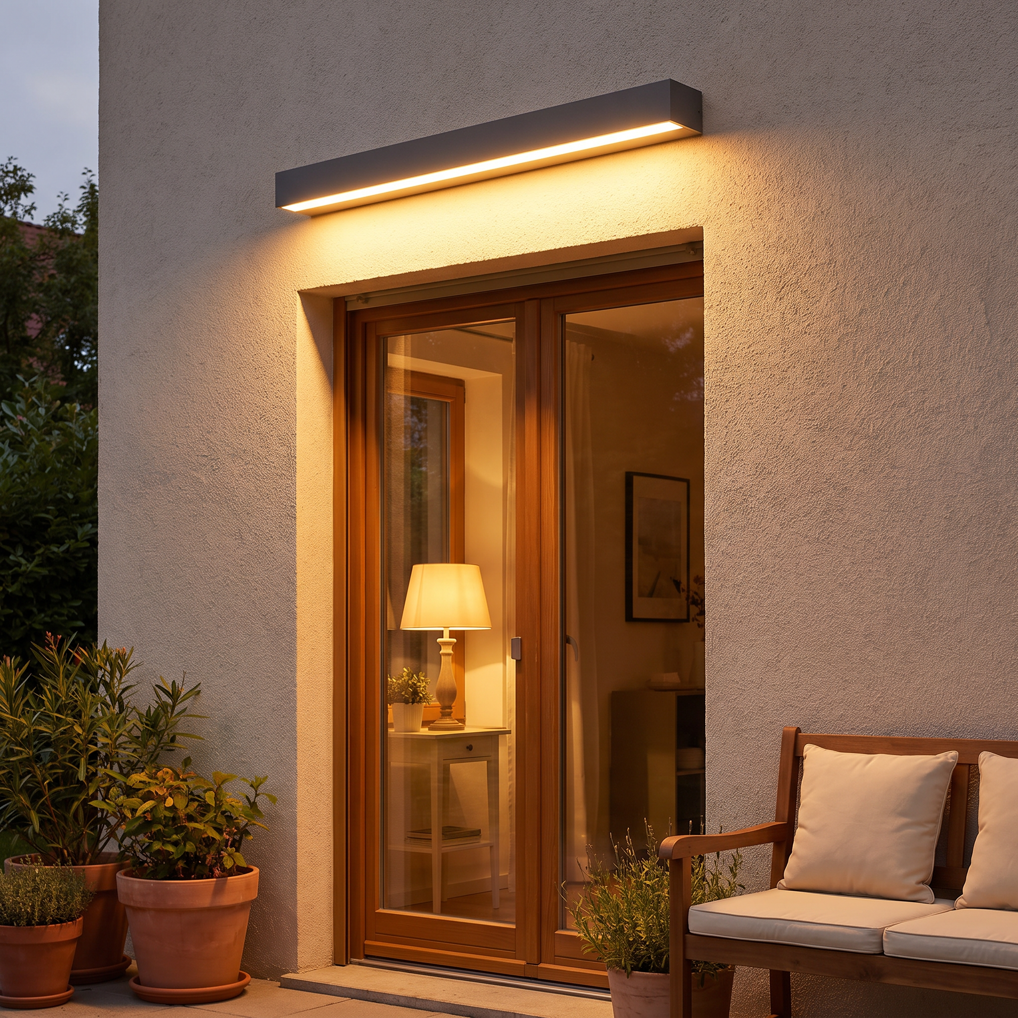 Tenby Linear Bar Wall Light, Black IP65 Waterproof LED Outdoor Wall Sconce for Porch, Patio, Fence & Driveway