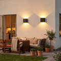 Bramley Cube Wall Sconce, Black White IP65 Waterproof LED Up Down Outdoor Light for Back Door, Garage & Side Passage