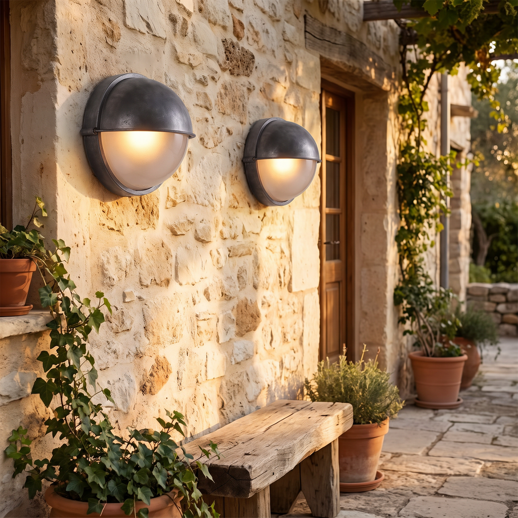 Ashby Frosted Globe Sconce, Frosted Glass E26 Wall Light for Covered Porch, Hallway & Workshop