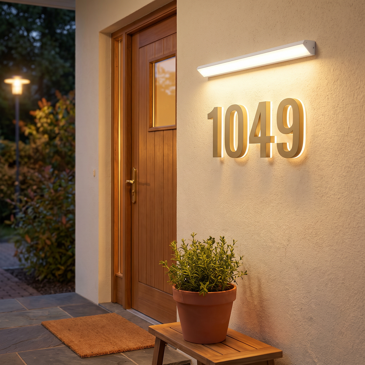 Brecon Square Bar Wall Light, Black White IP65 Waterproof LED Outdoor Sconce for Garage, Patio & Facade
