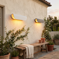 Arden Curved Wall Light, Wide Black IP65 Waterproof LED Outdoor Wall Sconce for Garage Door & Garden Wall