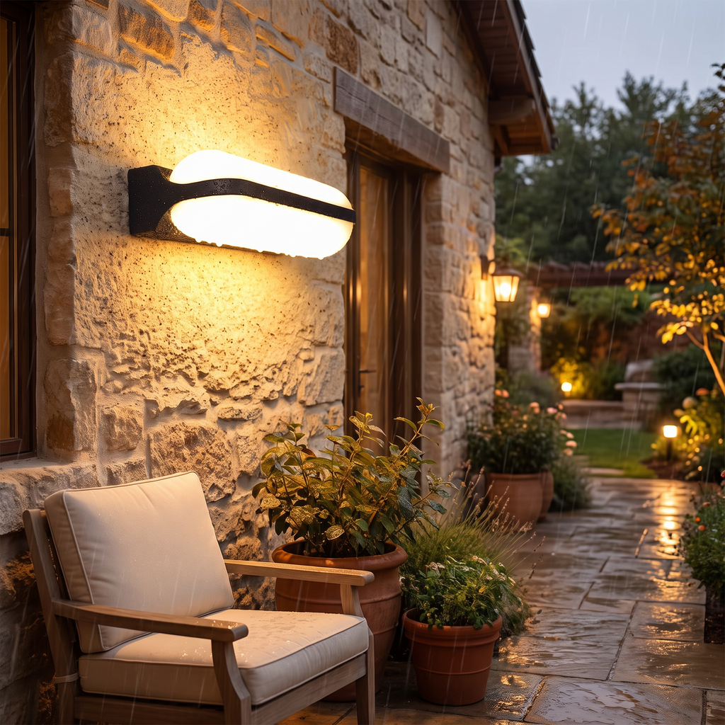 Ellery Ring Wall Sconce, Retro Black IP65 Waterproof LED Up Down Outdoor Light for Porch & Brick Wall