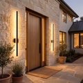 Langley Long Bar Wall Light, Slim Black IP65 Waterproof LED Outdoor Sconce for Facade, Garage & Column
