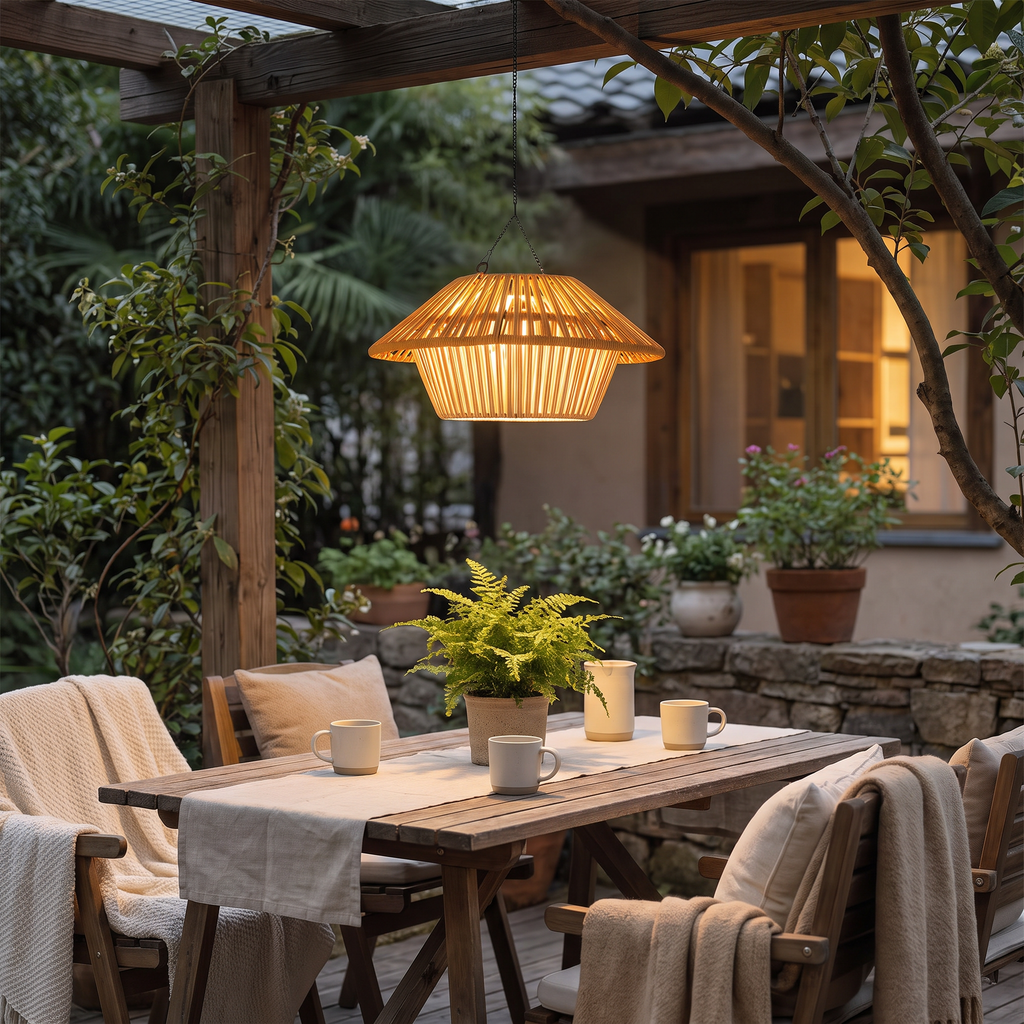 Willow Rattan Solar Pendant