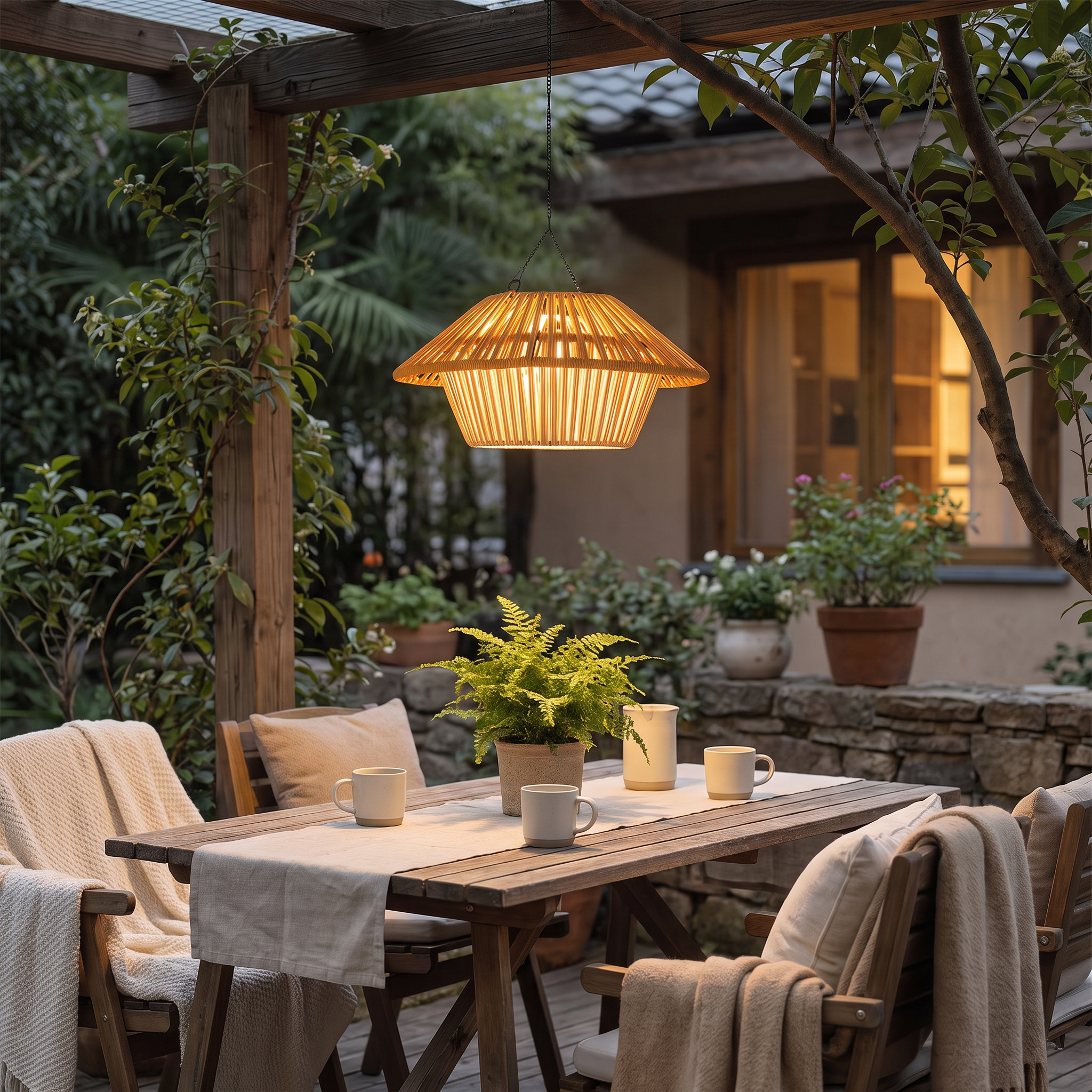 Willow Rattan Solar Pendant