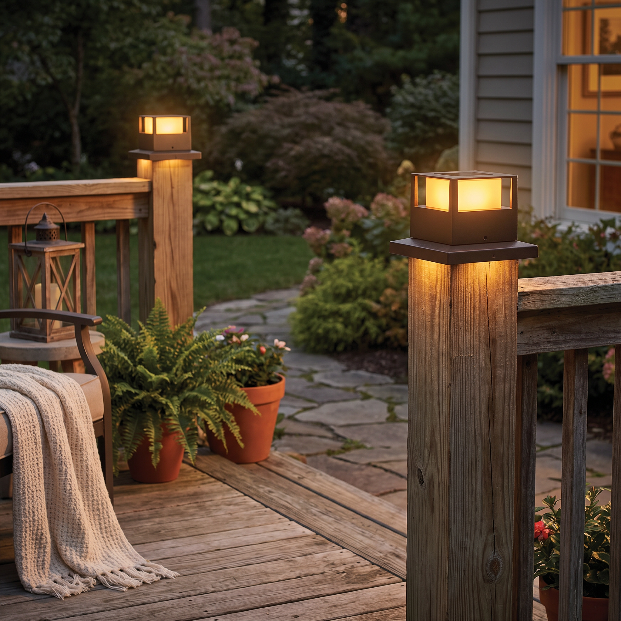 Cairn Solar Post Cap Light, Black White IP65 Waterproof Wireless Solar Fence Post Cap for 4x4 Deck Railing & Gate