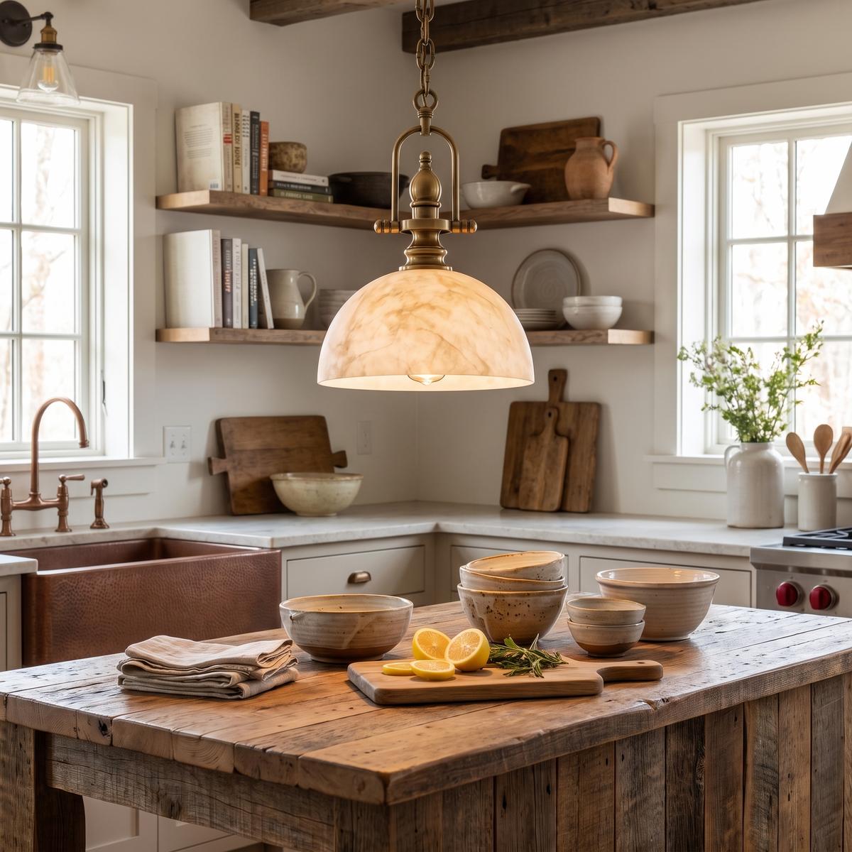 Foundry Alabaster Dome Pendant Lamp