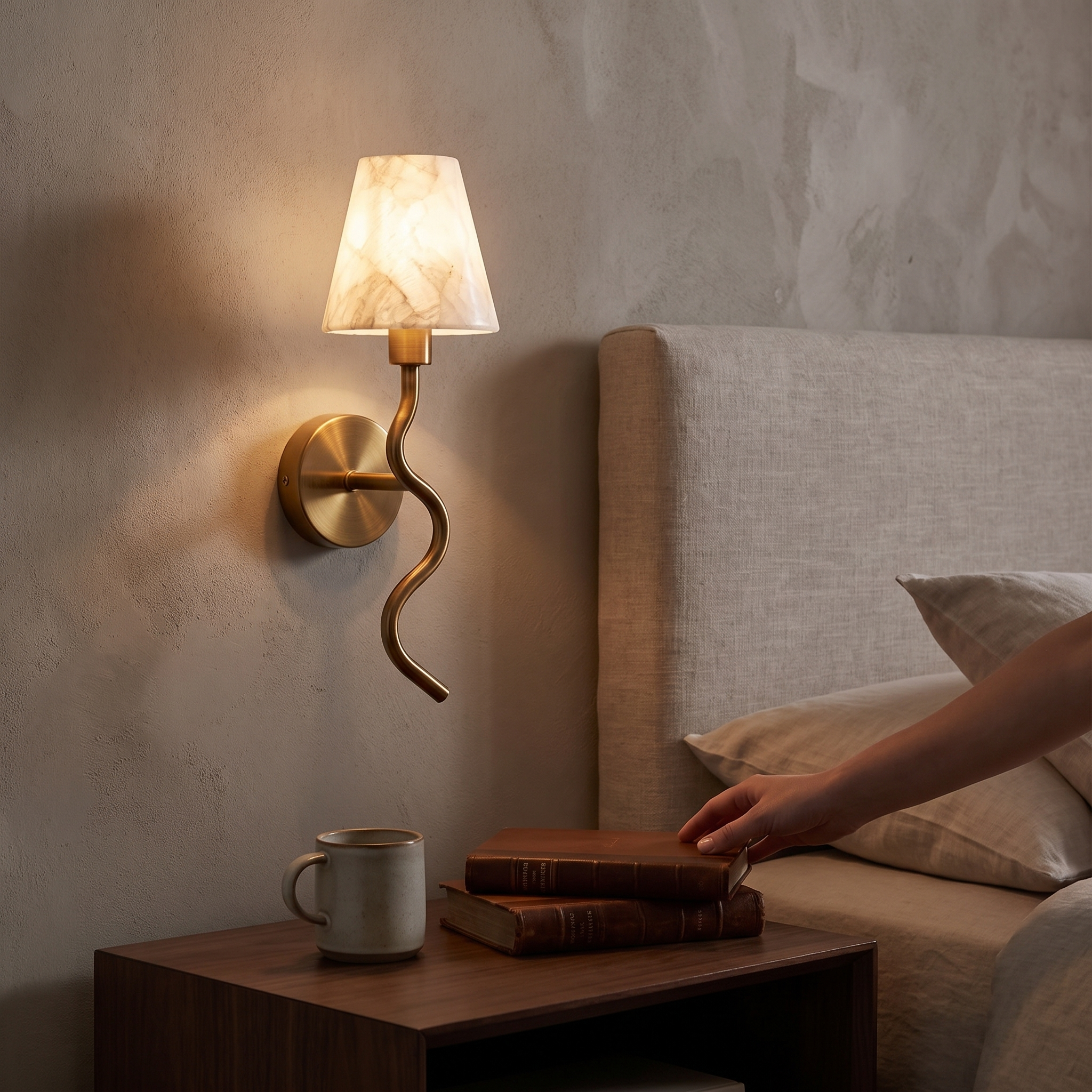 Meander Alabaster Cone Sconce