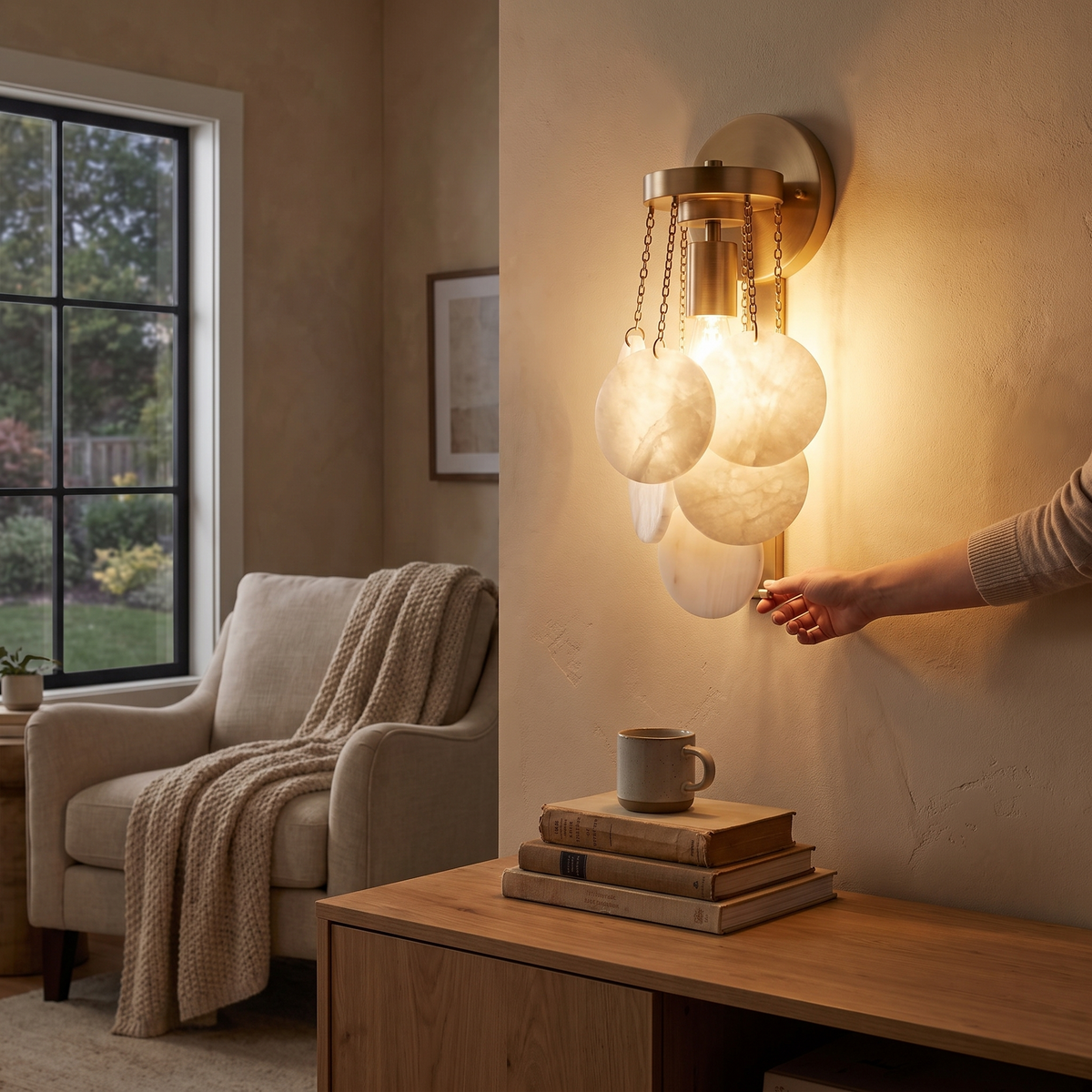 Magnolia Alabaster Disc Sconce