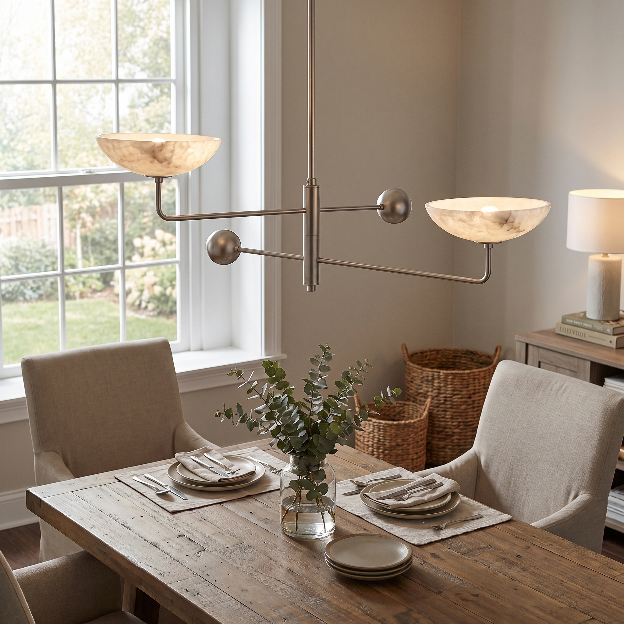 Compass Alabaster Bowl Chandelier