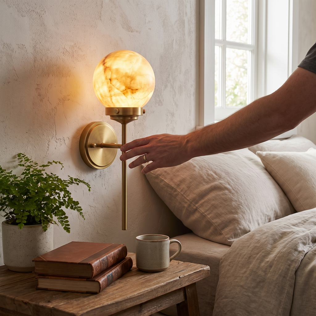Selene Alabaster Globe Sconce