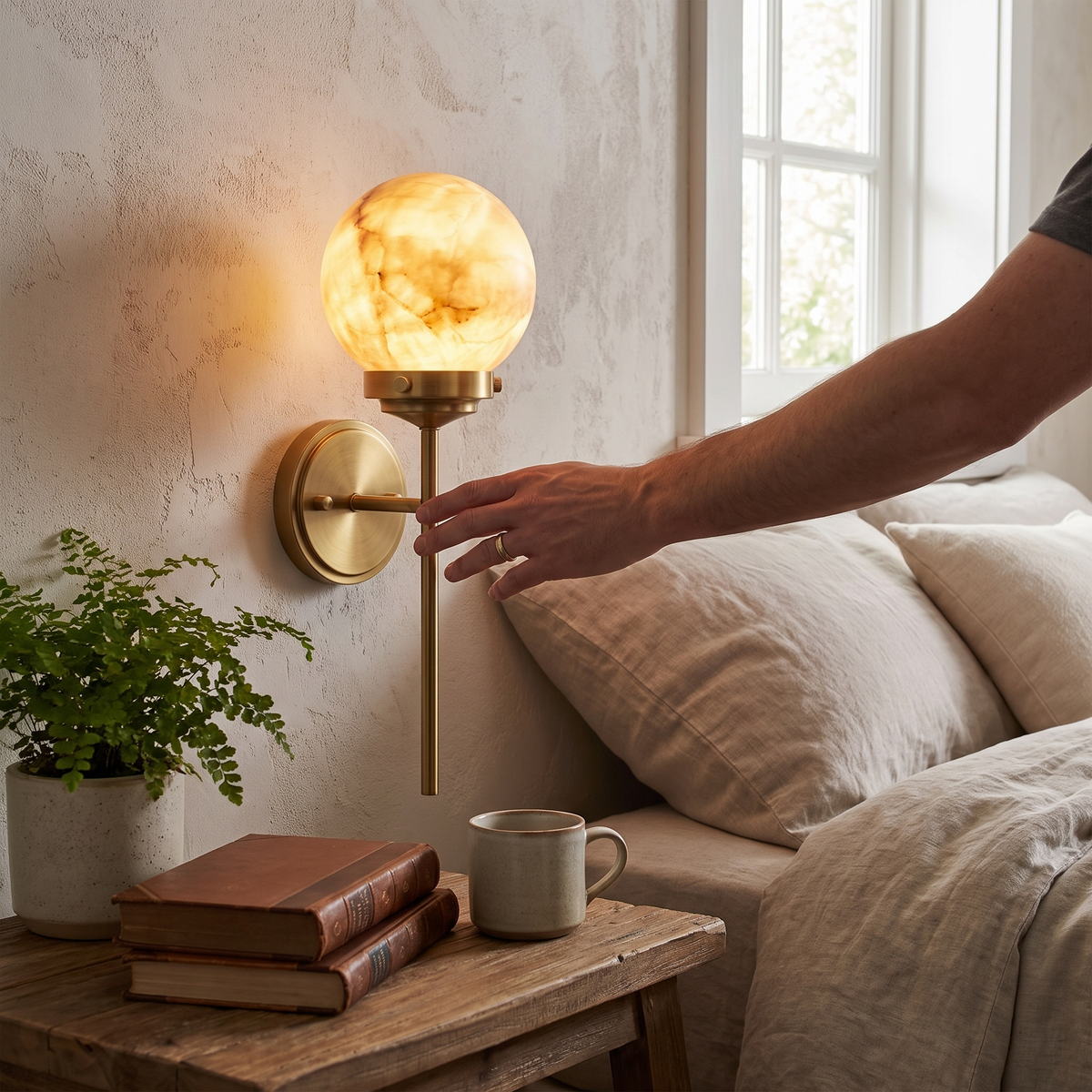 Selene Alabaster Globe Sconce
