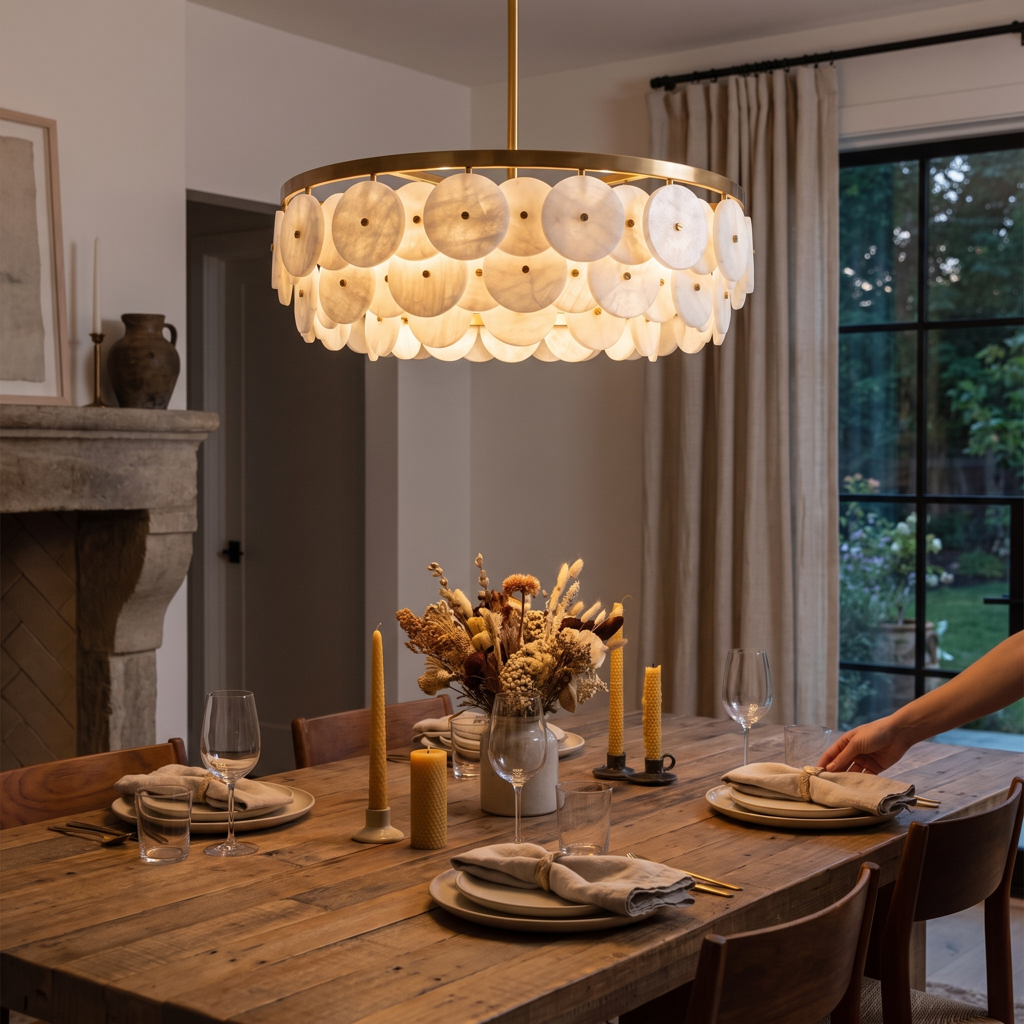Sorrel Alabaster Disc Chandelier