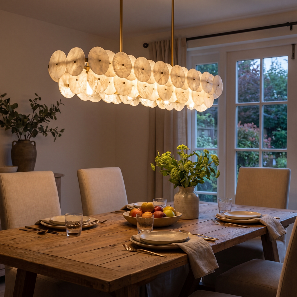 Sorrel Linear Alabaster Disc Chandelier