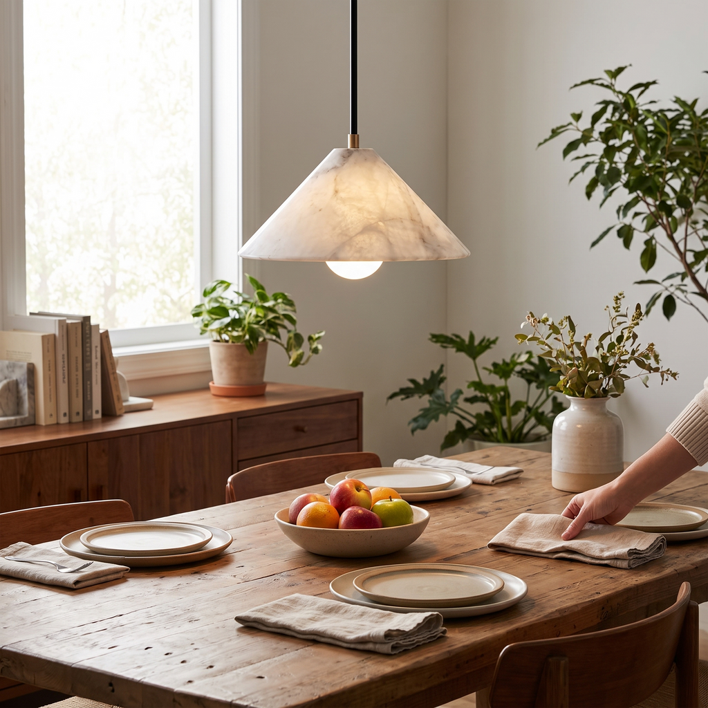 Amara Alabaster Cone Pendant Lamp