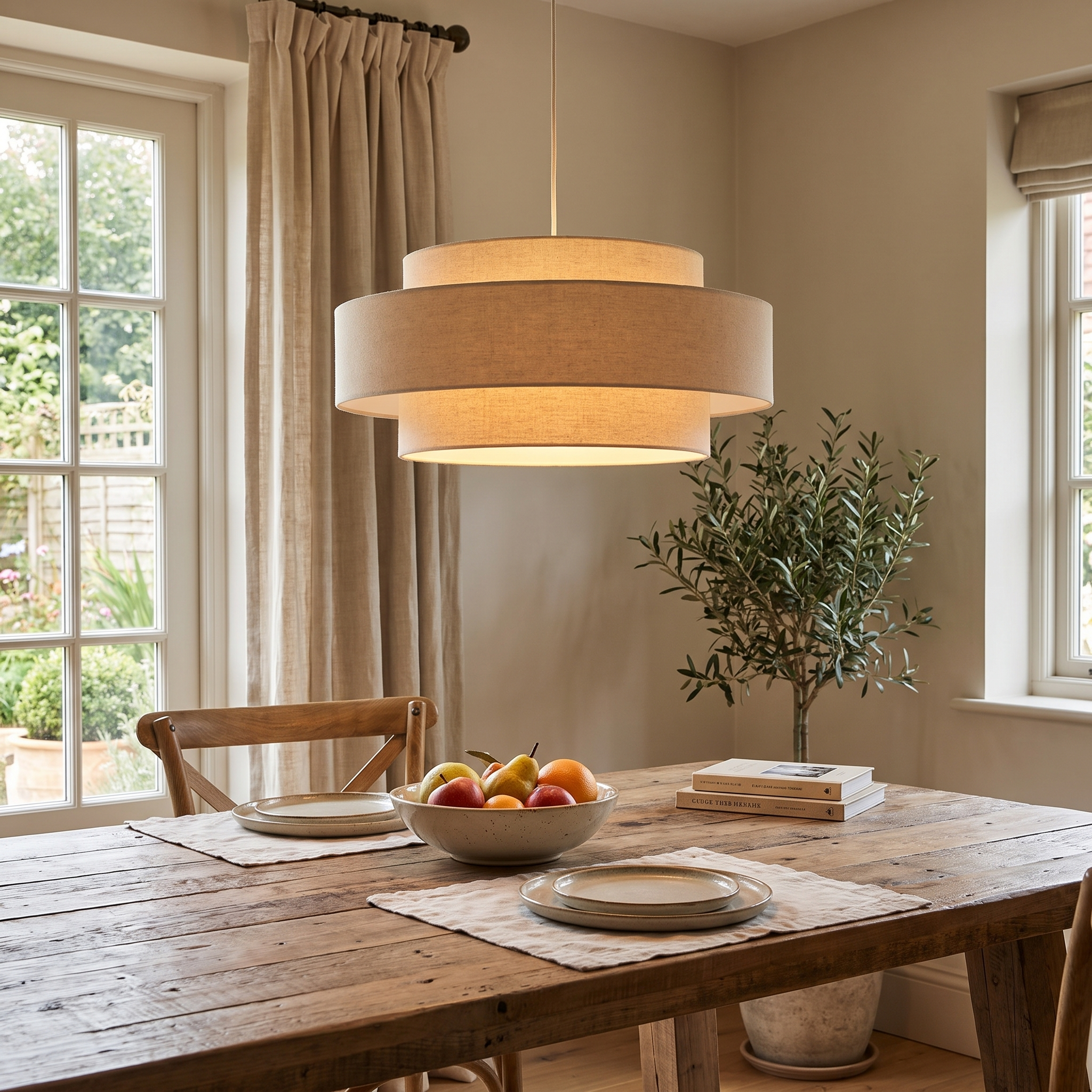 Mesa Tiered Linen Pendant Lamp